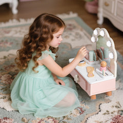 ROBOTIME wooden kids makeup vanity set offers durable, safe pretend beauty routines.