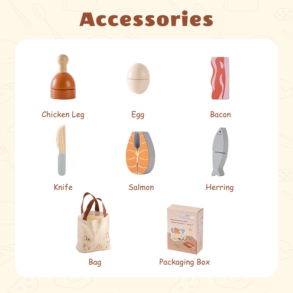 ROBOTIME wooden utensils and board for safe toy prep