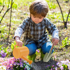 ROBOTIME Kids Gardening Tools tote bag: multi-pocket carrier for storage and easy transport.