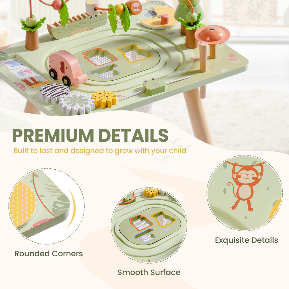 ROBUD Activity Table tree stack promotes careful counting and hand-eye coordination.