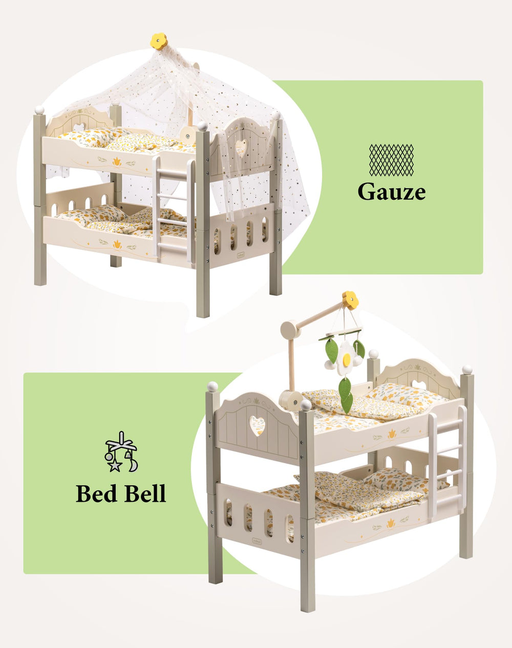 ROBUD Durable wooden doll bed built for long-lasting play