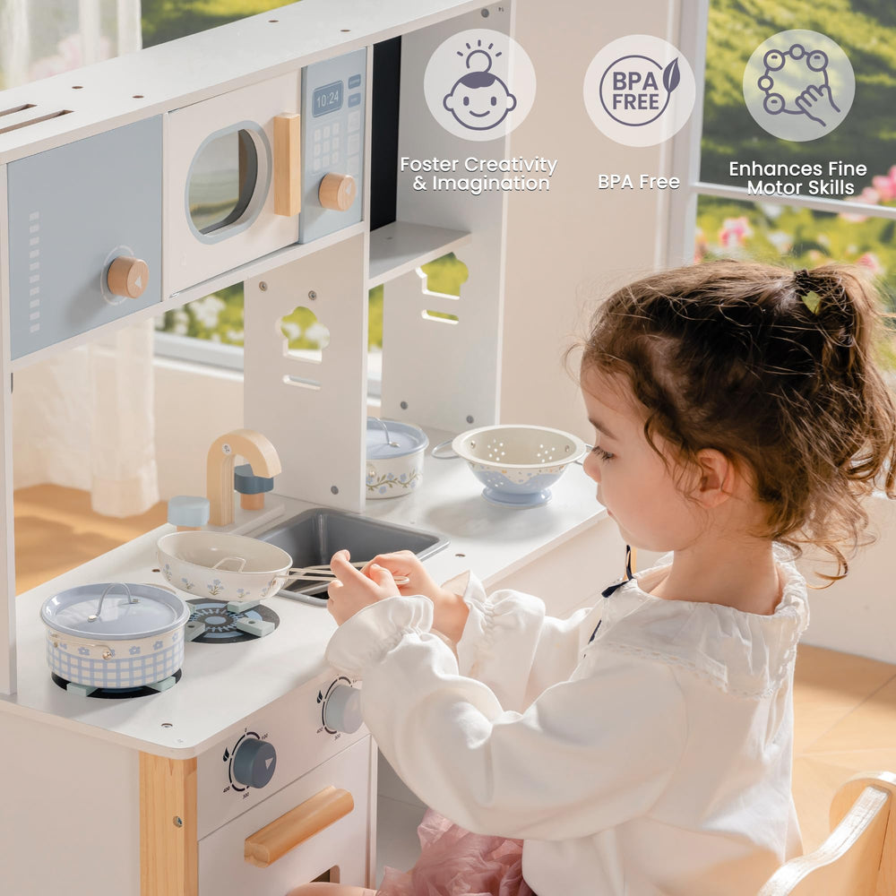 ROBUD stovetop pot set, sturdy riveted handles for lasting pretend meals.