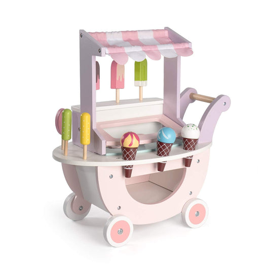 ROBUD wooden ice cream cart with bright colors boosts imaginative play.