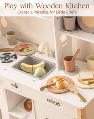 ROBUD wooden utensils for imaginative kitchen role play.