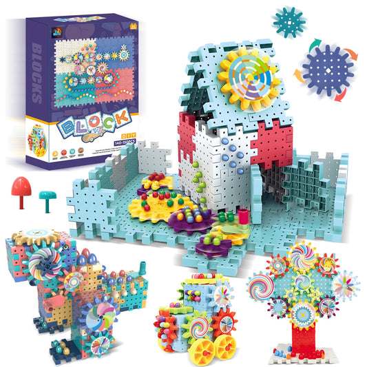 ROHSCE Gear Blocks 150-Piece Set for creative interlocking play and learning