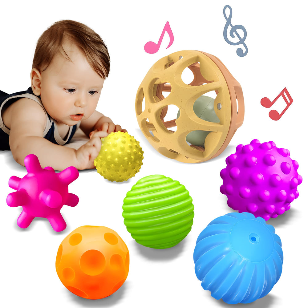 ROHSCE sensory balls 6-pack for easy grasp and textured exploration during play.