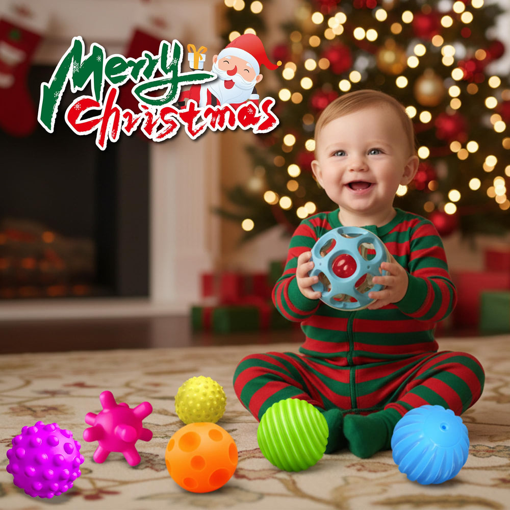 ROHSCE textured baby balls aid grasping and fine motor skills.