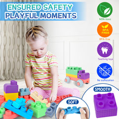 ROHSCE soft blocks have large pieces to ease grasp and reduce choking risk.