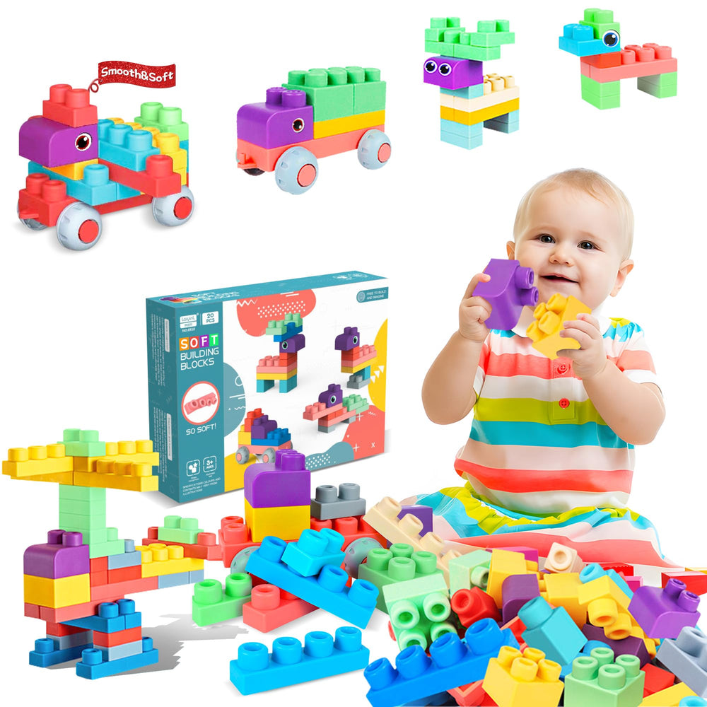 ROHSCE soft blocks for toddlers with bright colors promote early exploration and grip.