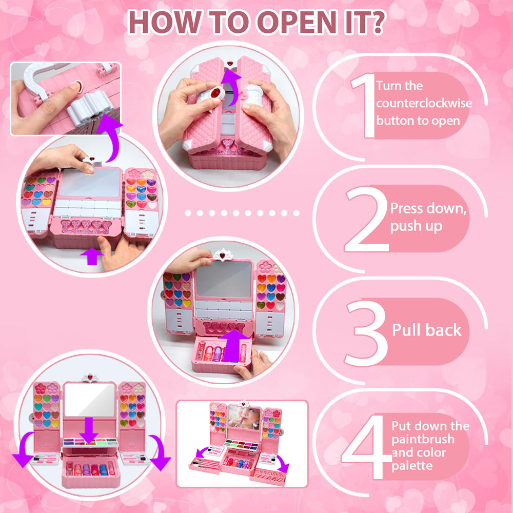 ROKKES Kids Makeup Kit safety features highlight kid-friendly components with simple cleanup.