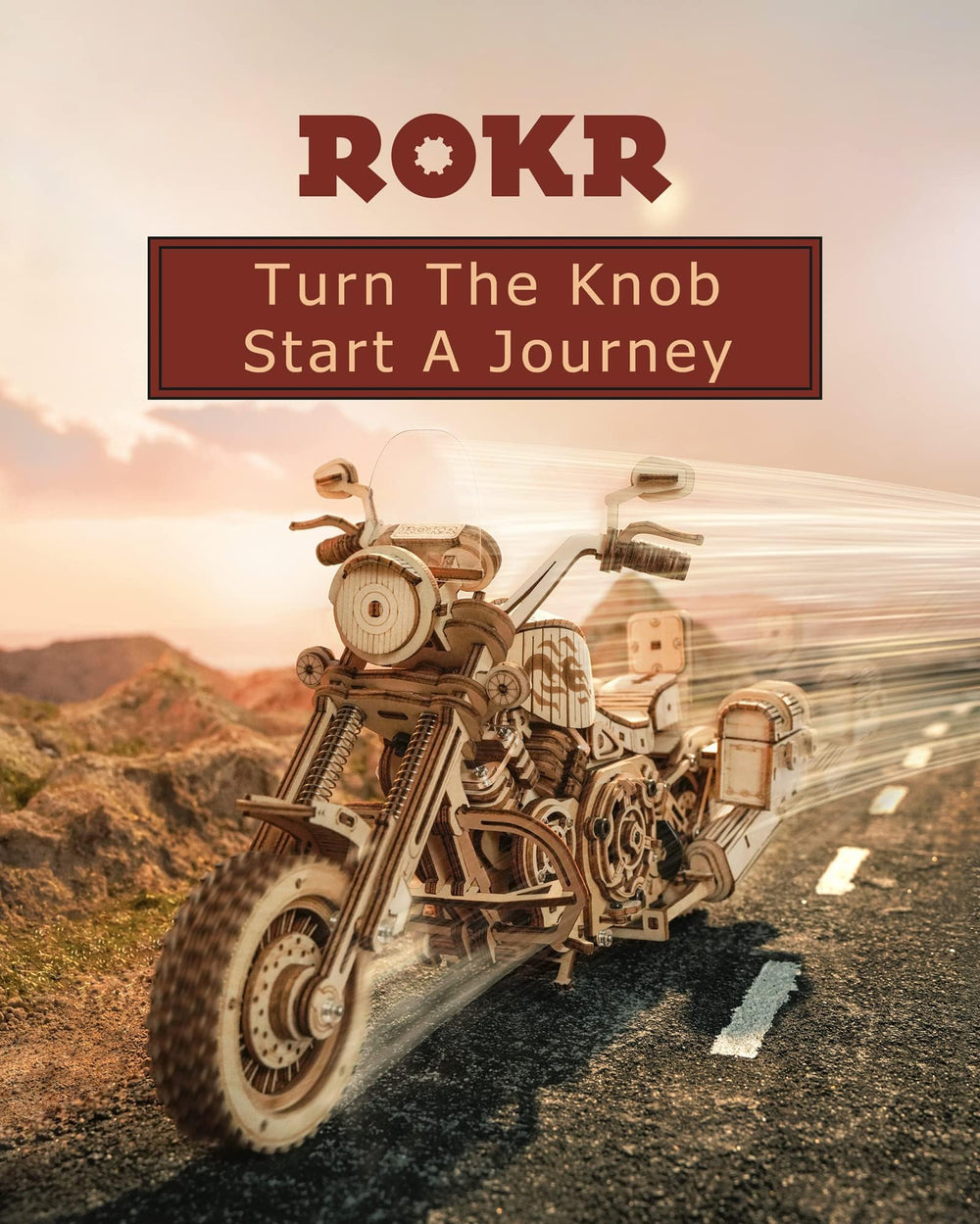 ROKR 3D motorcycle puzzle packaging reveals a complete beginner-friendly kit.