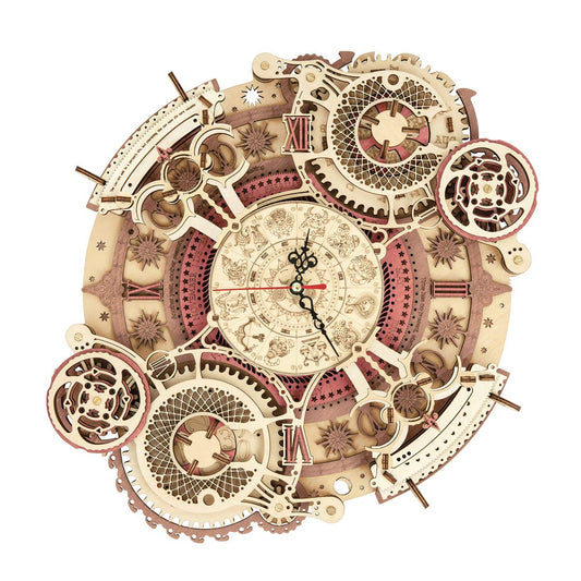 ROKR 3D puzzle clock assembly showcases a sturdy wooden build for stylish wall decor.