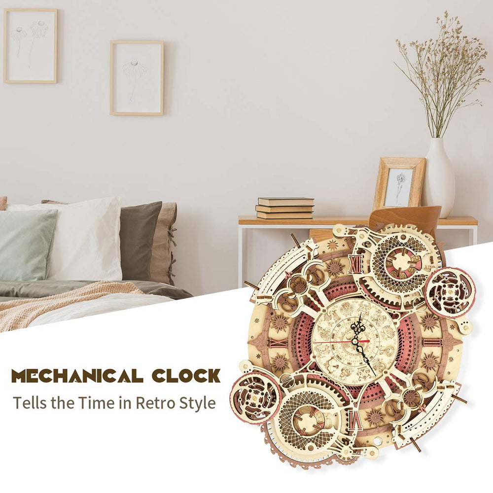 ROKR laser-cut stars and suns add eye-catching texture to the finished clock.