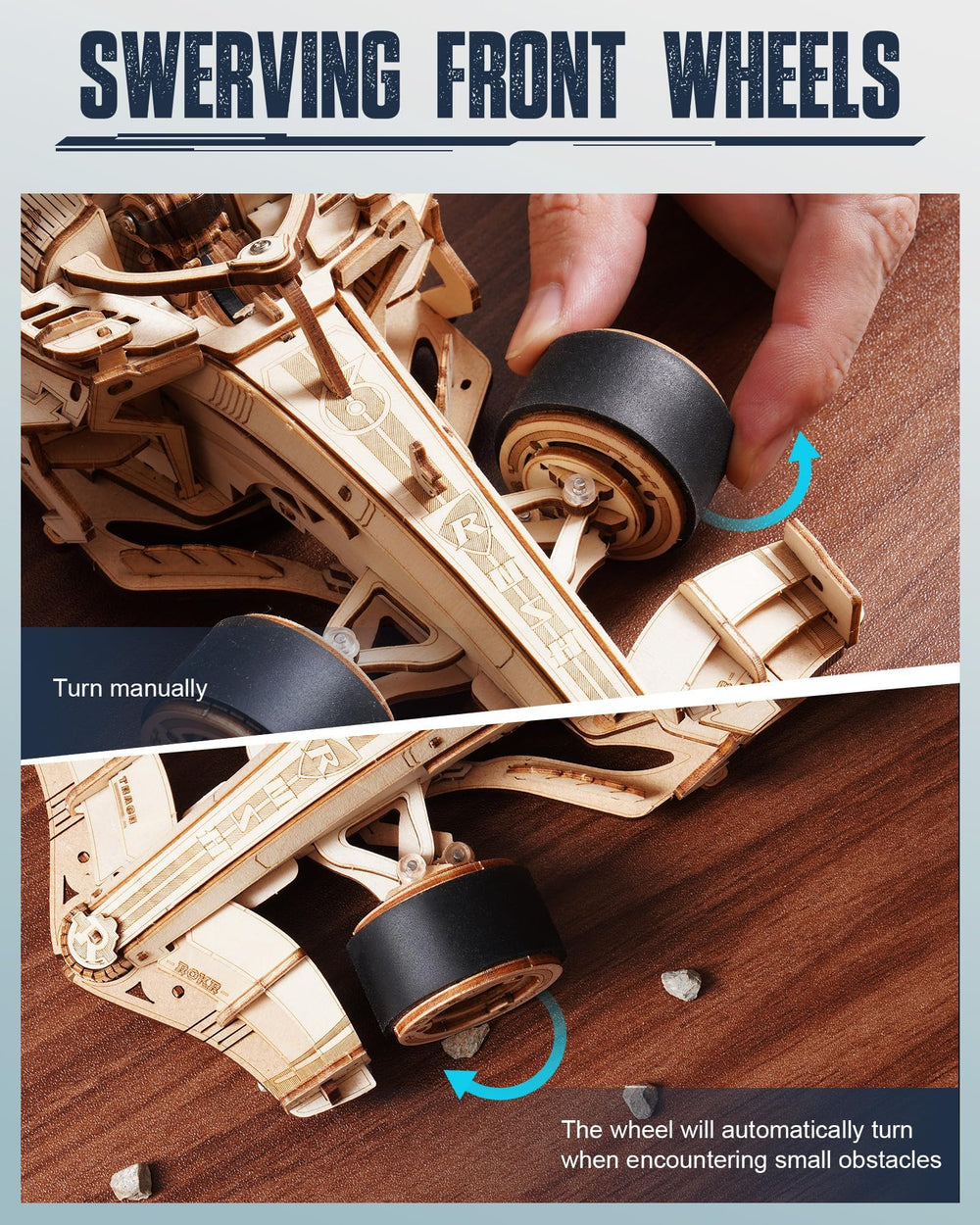 ROKR completed model car showcases a sleek, collectible desk display.