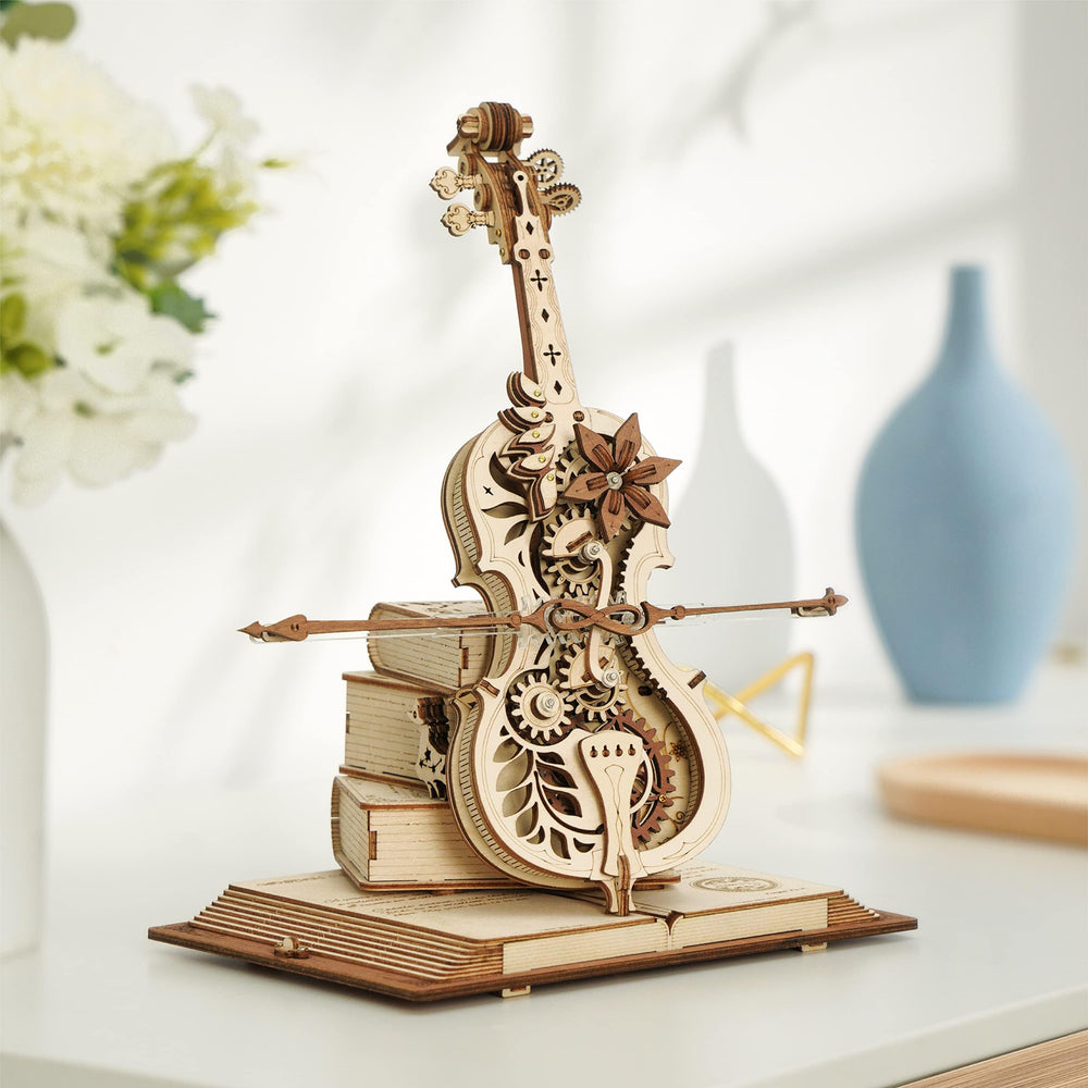 ROKR cello desk display shot shows elegant home or office decor.
