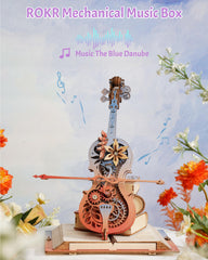 ROKR cello mechanism bow drive close-up showing autonomous motion