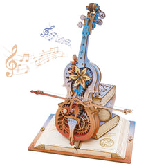 ROKR cello wooden model front view on a sleek desk display