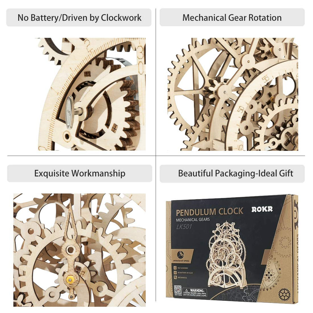 ROKR clock puzzle kit with clear English instructions for easy building