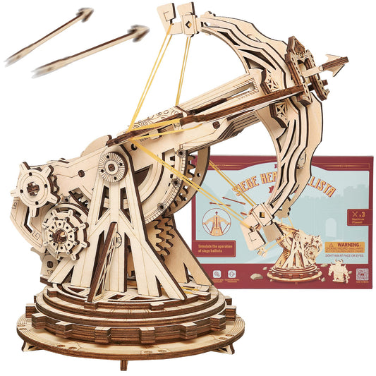 ROKR DIY wooden catapult kit assembly shows hands-on learning and problem-solving in action.
