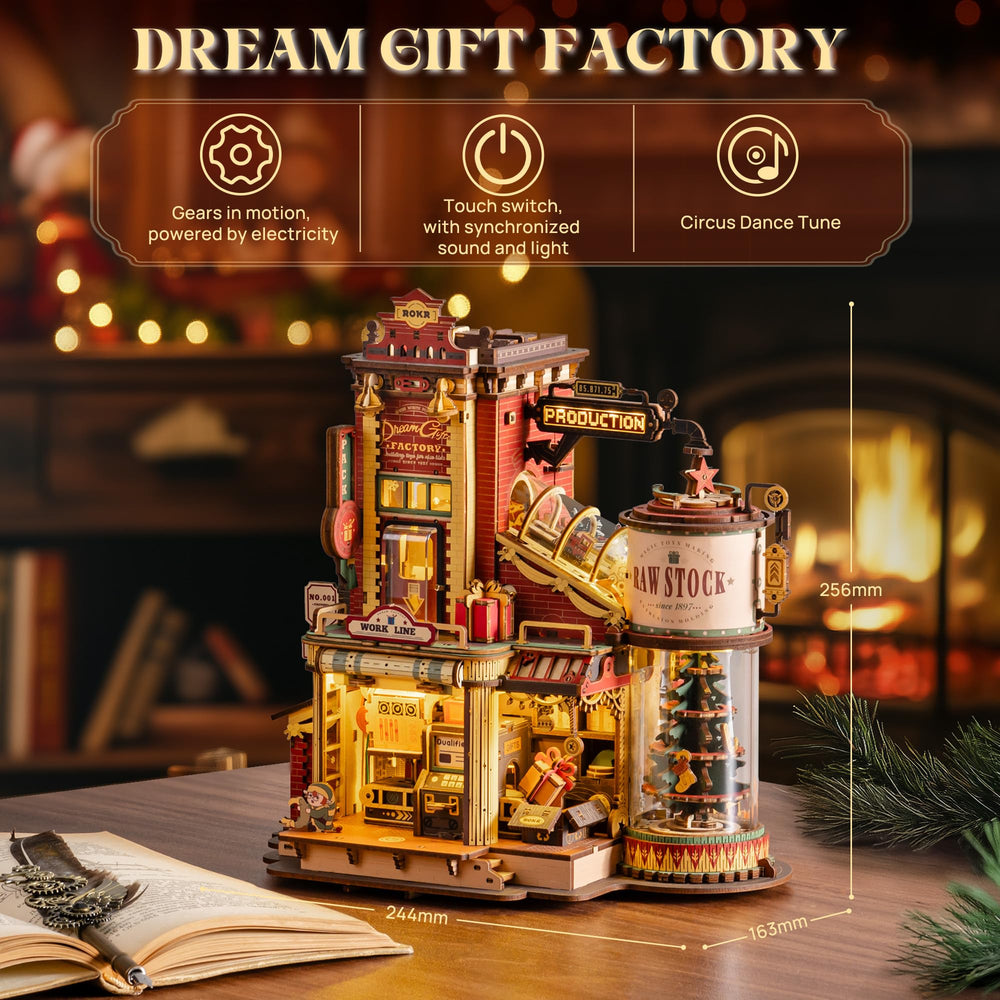 ROKR Dream Gift Factory laser-cut parts show precise fits for durability.