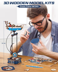 ROKR fisherman and dog scene brings maritime nostalgia to a desk or shelf.