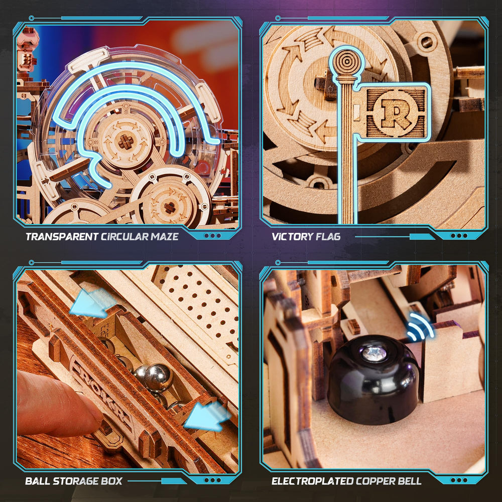 ROKR Gear Ball Challenge marble navigates via precise controls for tactile play.