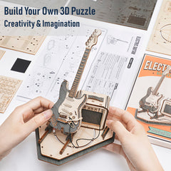 ROKR kid assembling wooden model promotes focus and problem solving.
