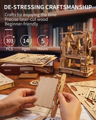 ROKR wood crafts kit featuring bear print-maker design for DIY projects