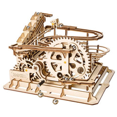 ROKR marble run waterwheel lifter shows engaging motion