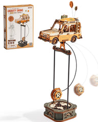 ROKR Pendulum Balance Toy car chassis—wood finish, ideal for desktop display and tactile enjoyment.