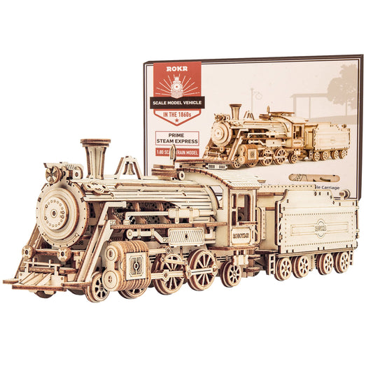 ROKR Prime Steam Express front view with intricate gears for adult builders.