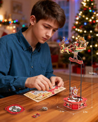 ROKR Santa on Sleigh wooden puzzle pieces showcase quality craftsmanship and satisfying assembly.