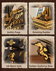 ROKR Seahorse Barque helm allows simulated steering of the miniature ship