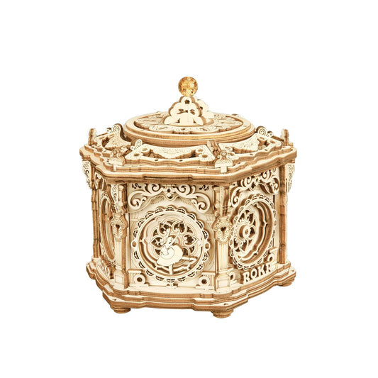 ROKR Secret Garden music box assembly with intricate laser-cut parts for a satisfying build.