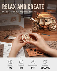 ROKR glue-free-assembly highlights no glue required for clean construction.