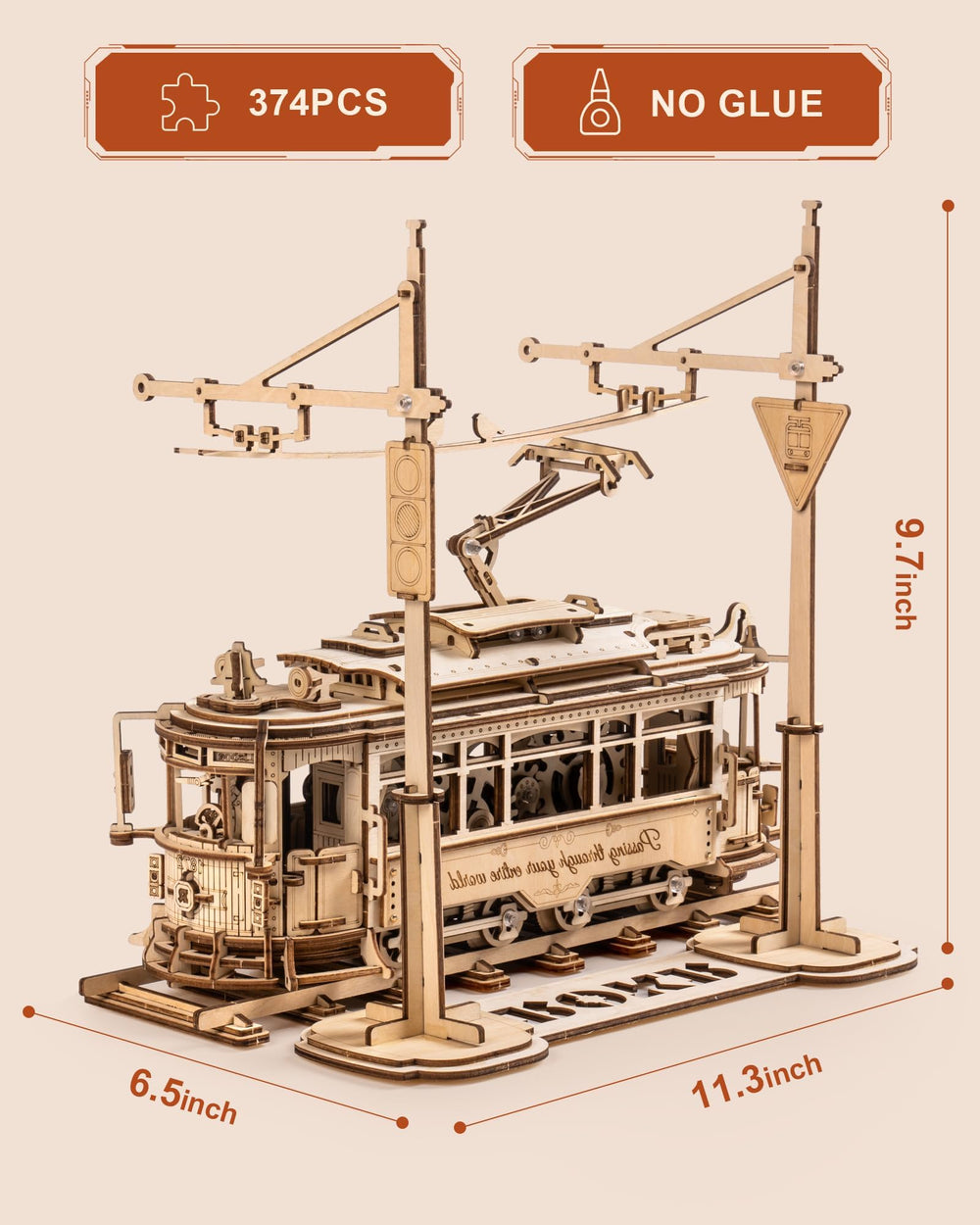 ROKR tram assembled display on desk or shelf