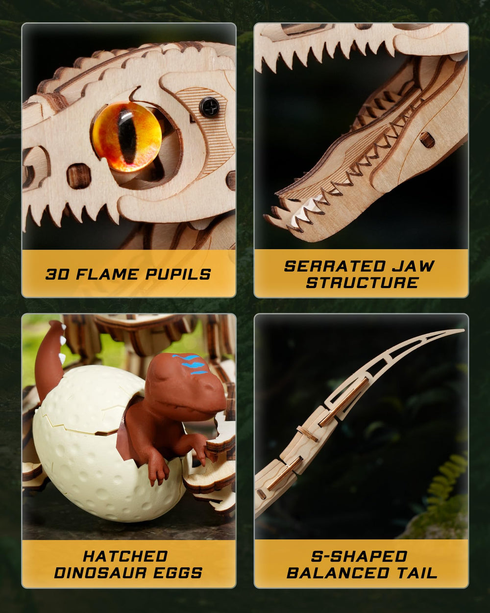 ROKR Velociraptor 4-level gear system offers realistic poseable play and display.