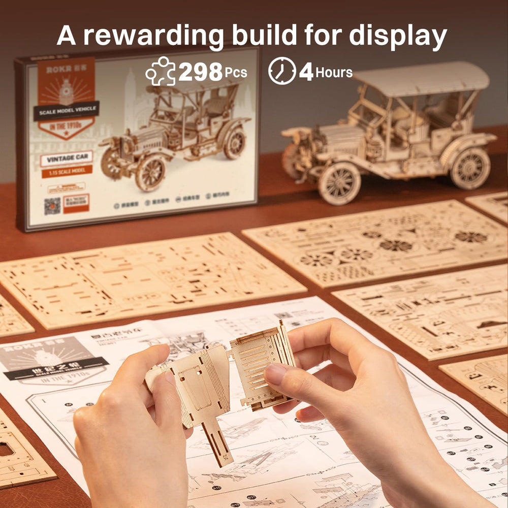 ROKR kit packaging includes laser-cut parts and clear instructions for assembly