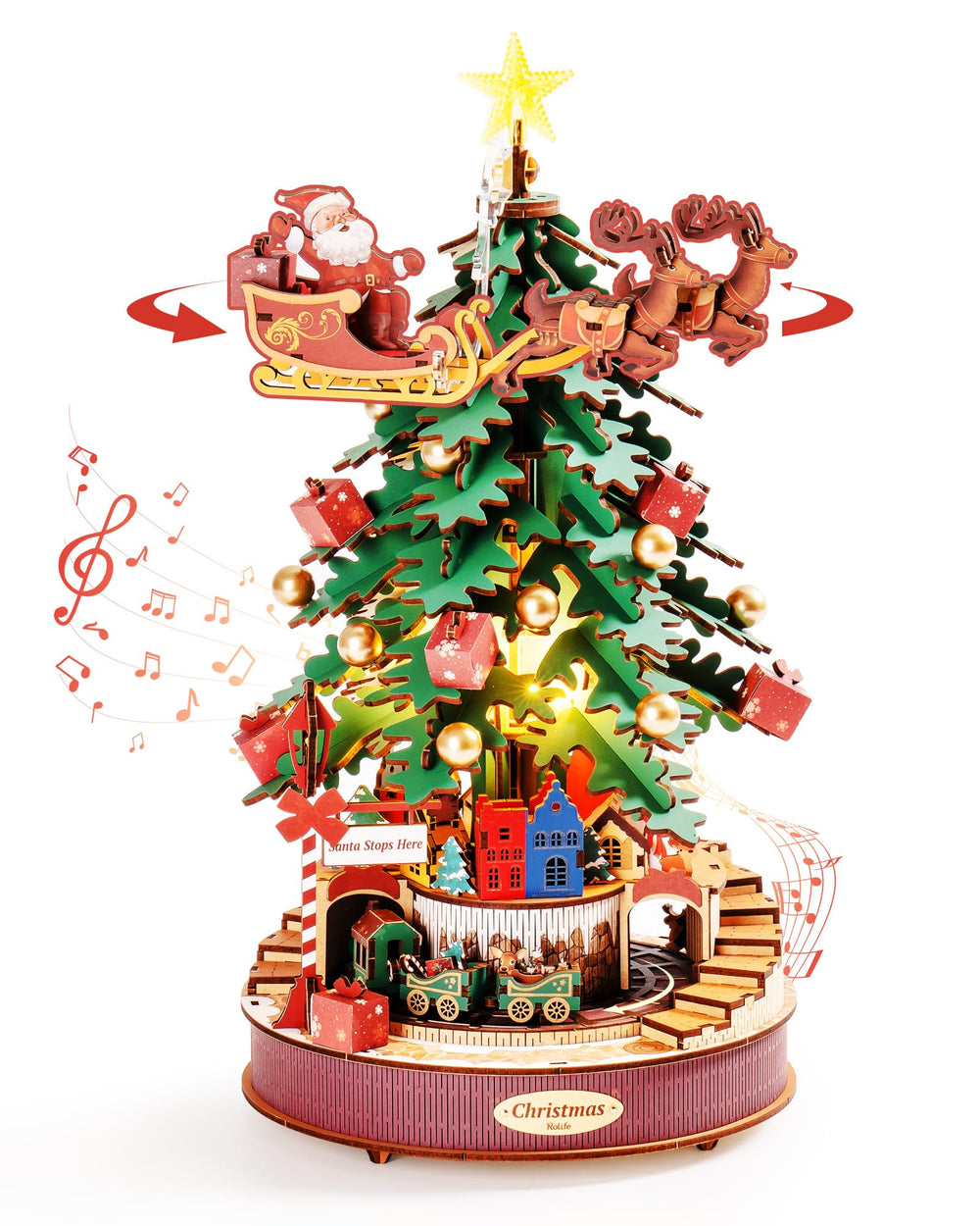 Rolife 3D puzzle Christmas tree assembly pieces show precise interlocking for a clean setup