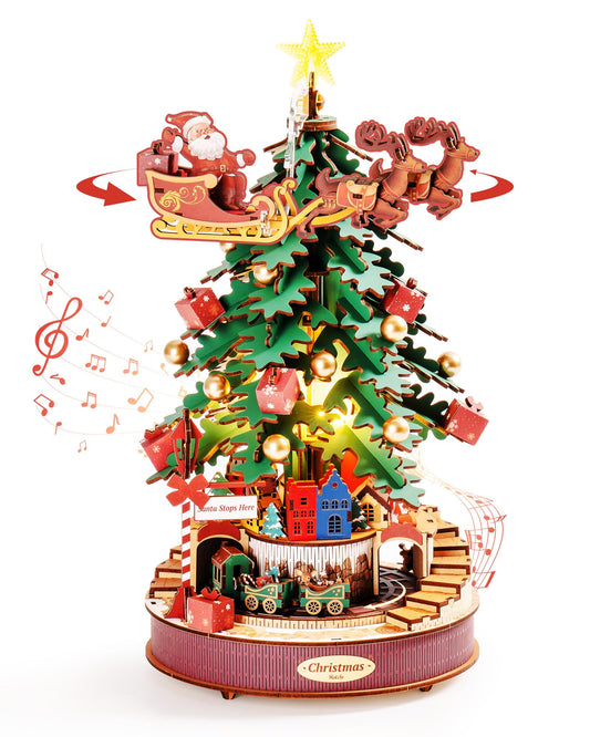Rolife 3D puzzle Christmas tree assembly pieces show precise interlocking for a clean setup