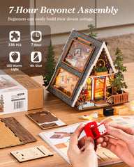 Rolife Cabin on a desk display adds charming focal point.