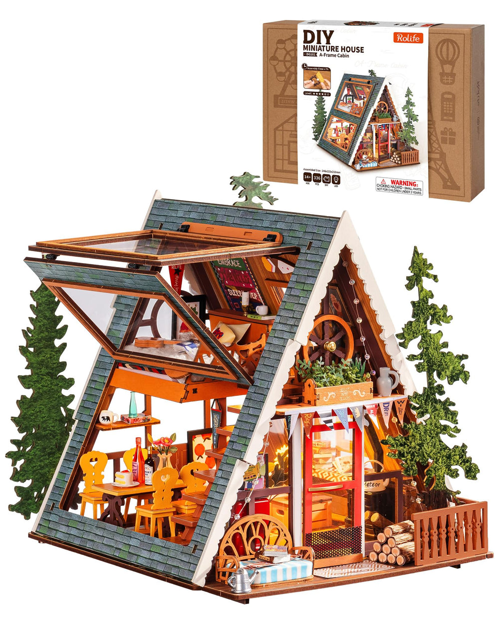 Rolife A-Frame Cabin kit being assembled for hands-on relaxation and focus.