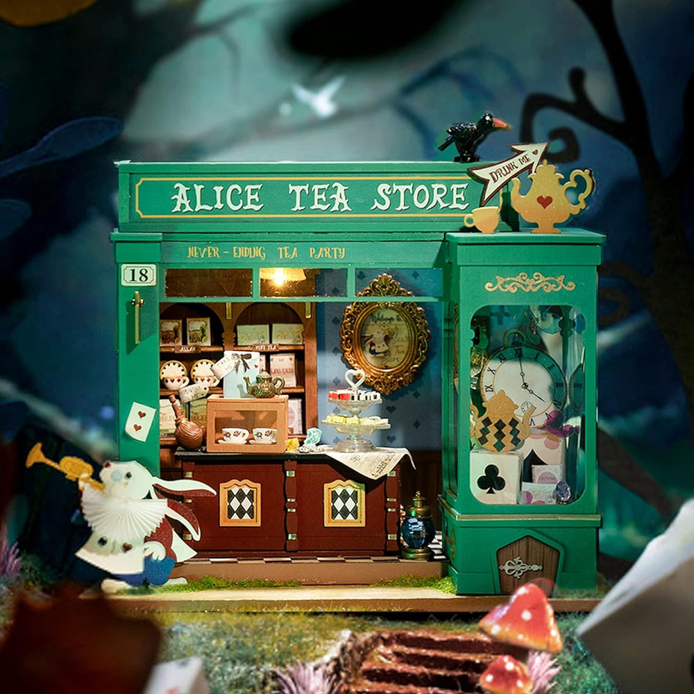 Rolife Alice's Tea Store small furniture set enables realistic interiors.