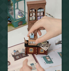 Rolife Alice's Tea Store tiny dollhouse pieces invite imaginative storytelling.