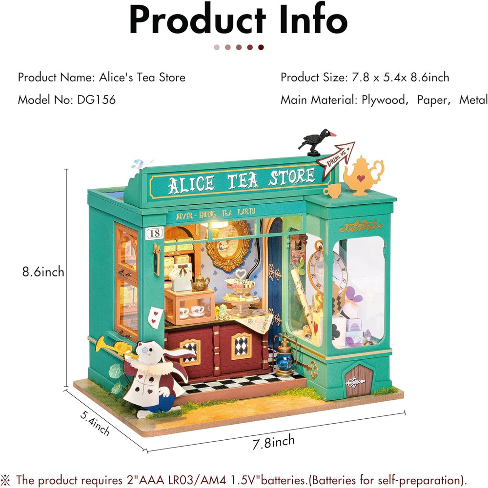 Rolife Alice's Tea Store wall painting options personalize the look.