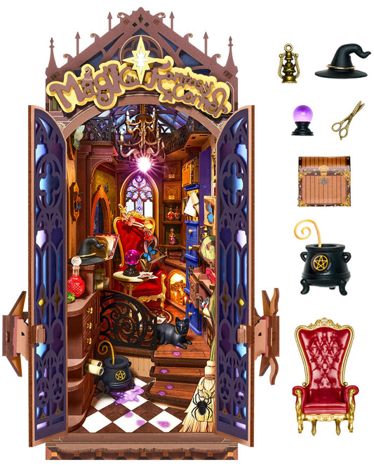 Rolife Book Nook Kit Wizard Room: cozy magical corner sparks creativity.