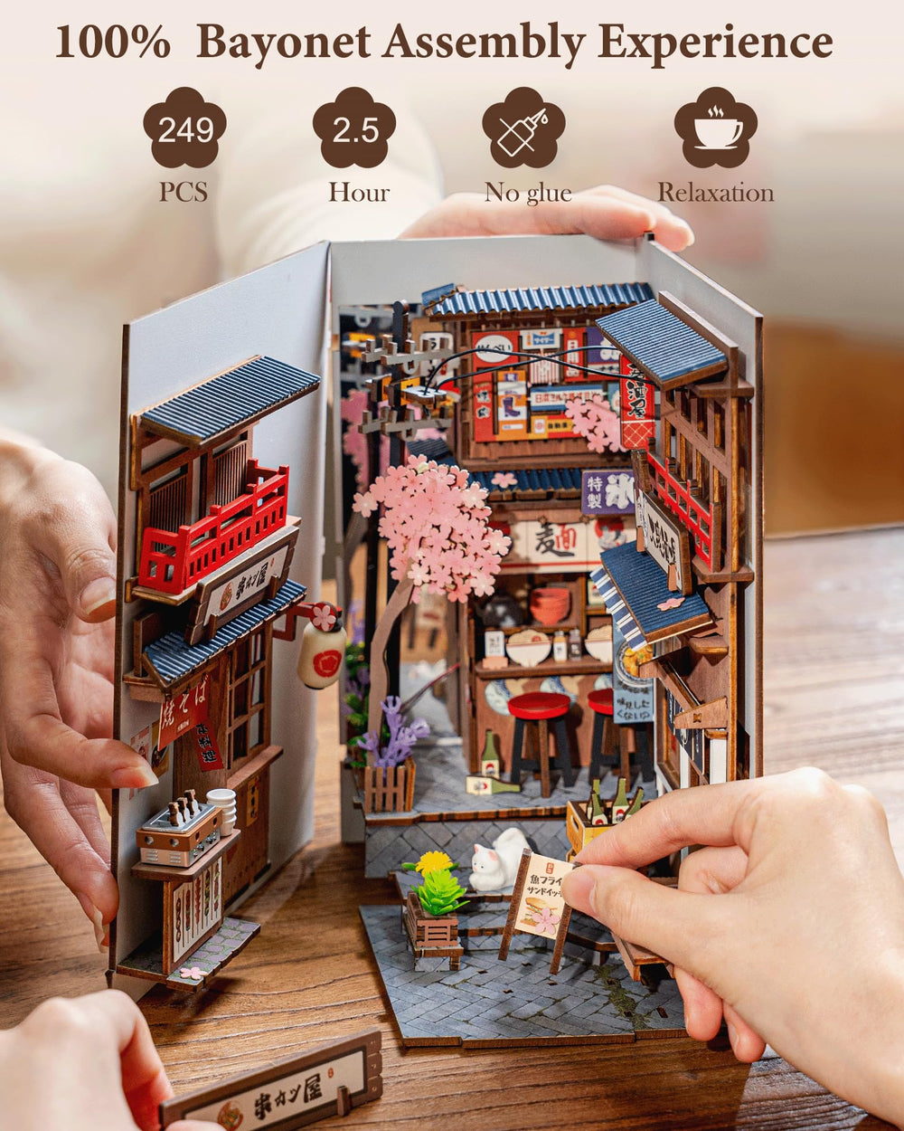 Rolife bookend function display shows a practical, decorative bookshelf accessory.