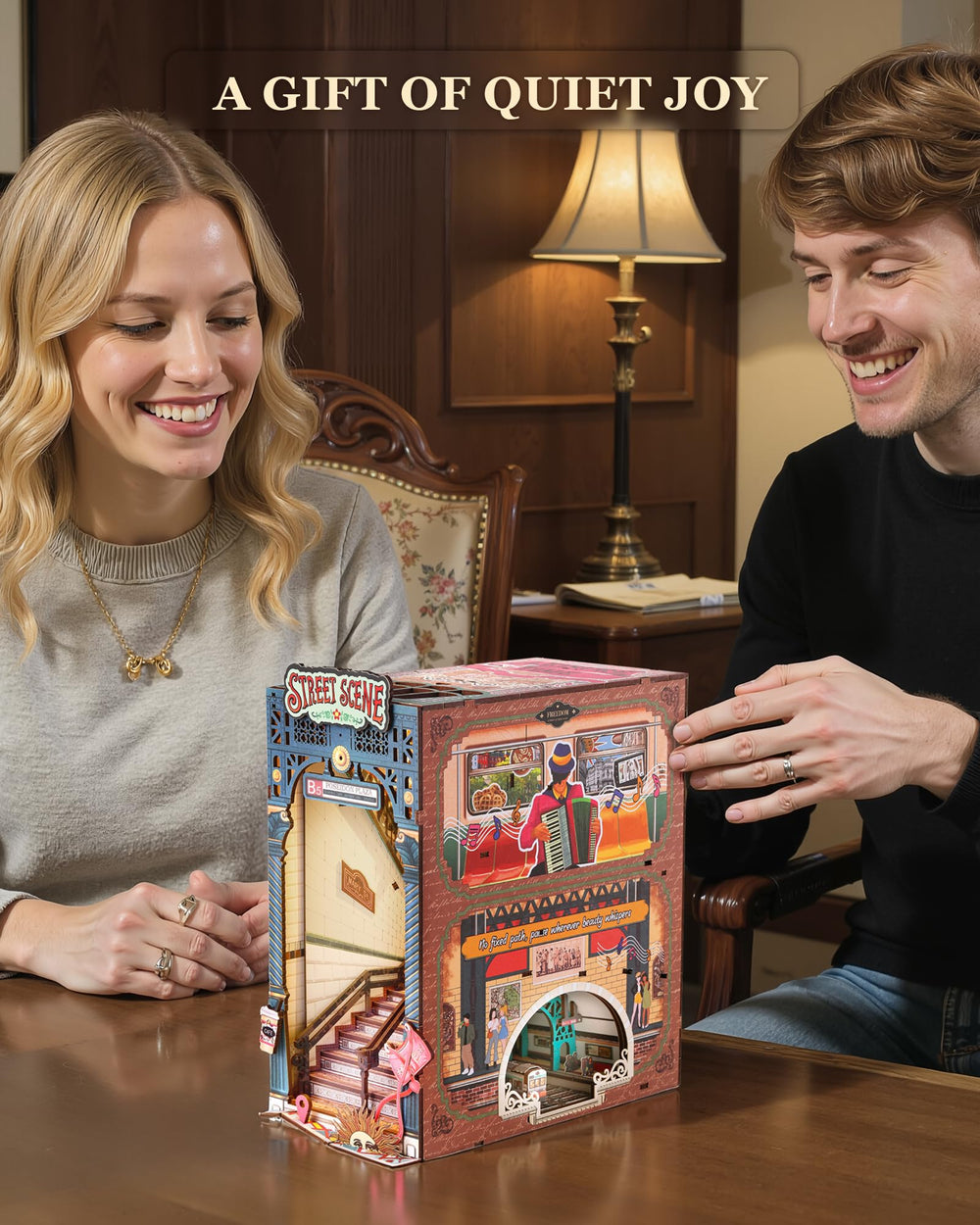 Rolife Book Nook urban panorama suits contemporary shelves with charm.