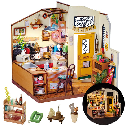 Rolife Cozy Kitchen Kit front view showcases a calm crafting experience.