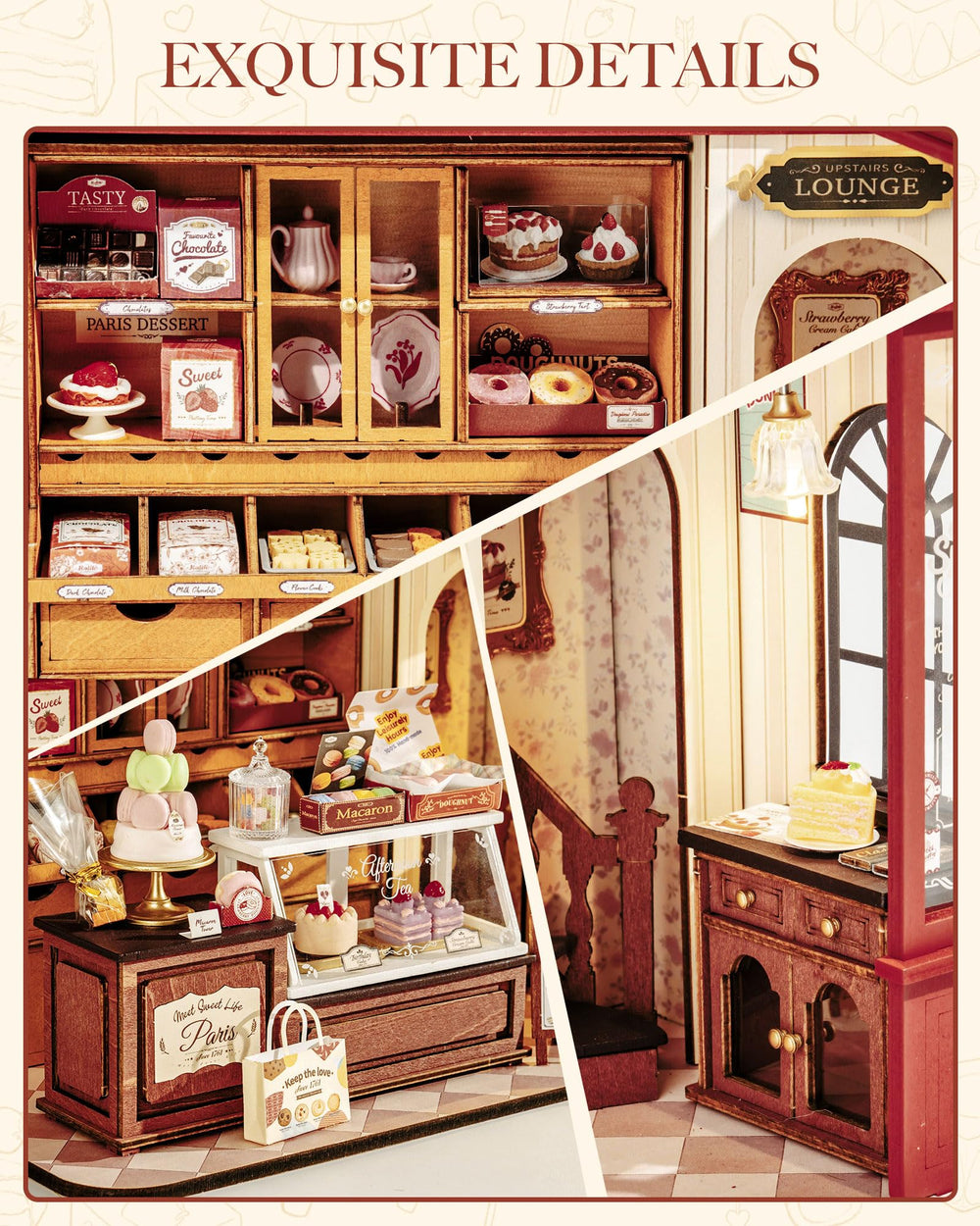Rolife wooden diorama box scene highlighting meticulous craft and decor.